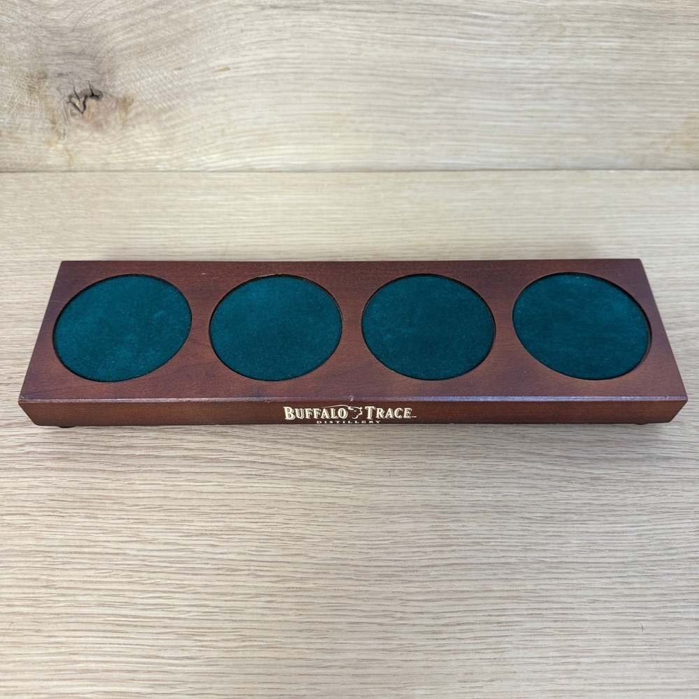 Buffalo Trace Distillery Wood Bar Coaster Holder Bourbon‎ Whiskey Decor